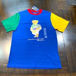 Ralph Lauren Polo Bear ColorBlock Boys Short Sleeve Shirt Size L(14–16)Brand New